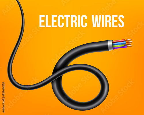 Creative vector illustration of flexible electric copper wires, network curved power cable isolated on transparent background. Art design electronics and connection. Abstract concept graphic element