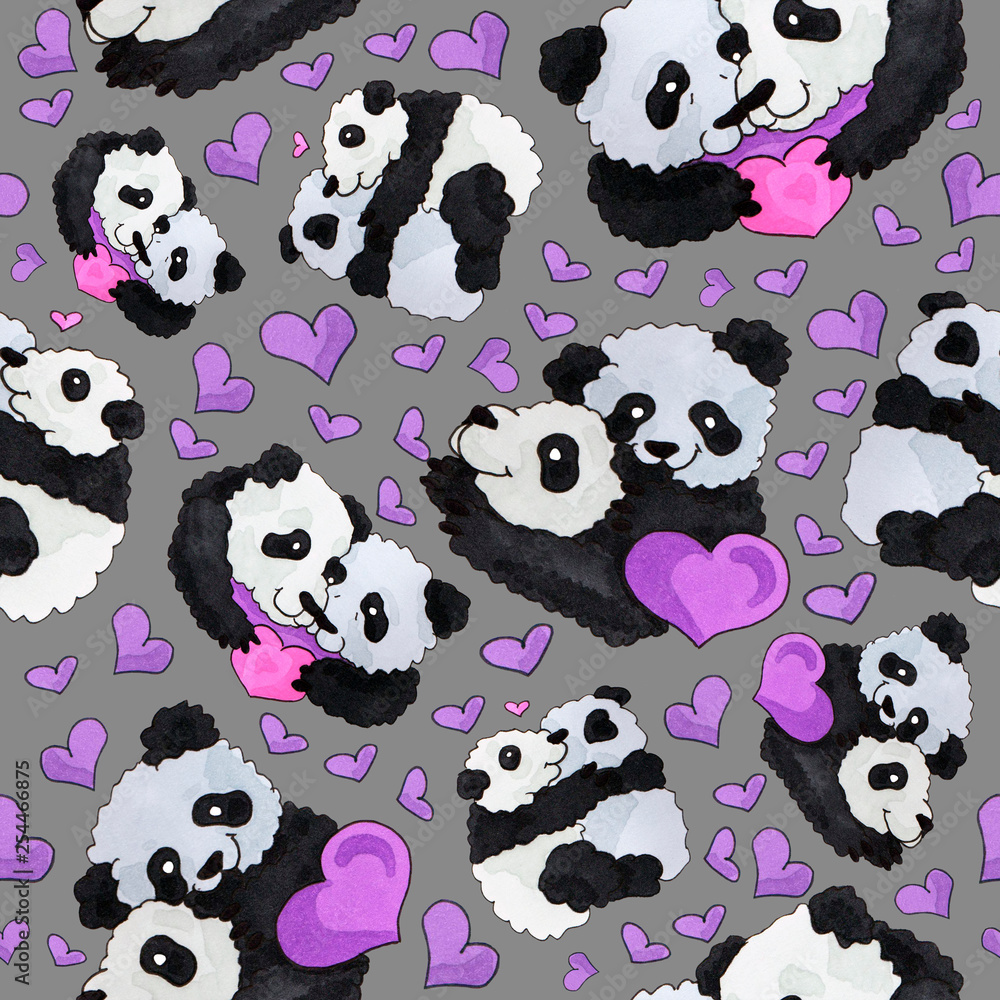 cute panda pattern. background for web and print purpose. marker art cute panda pattern. background for web and print purpose. marker art