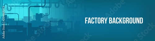 Creative vector illustration of factory line manufacturing industrial plant scen interior background. Art design the silhouette of the industry 4.0 zone template. Abstract concept graphic element