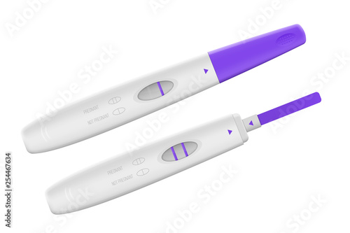 Creative vector illustration of positive, negative 2 lines pregnancy test kits isolated on transparent background. Art design pregnant, childbirth template. Abstract concept graphic element