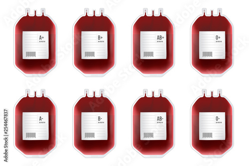 Creative vector illustration of Blood Bag with type, plastic container for plasma isolated on transparent background. Art design template. Abstract concept graphic medicine clinic element