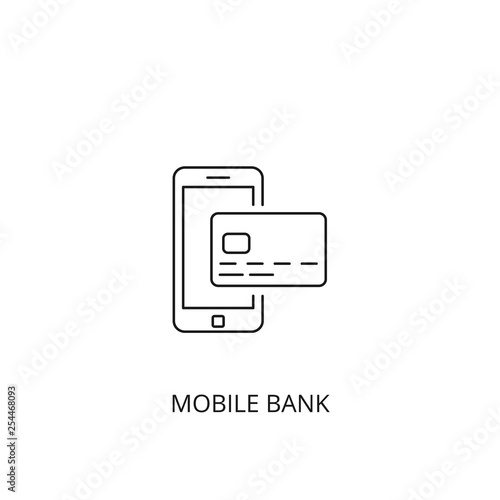 Mobile bank vector icon, outline style, editable stroke