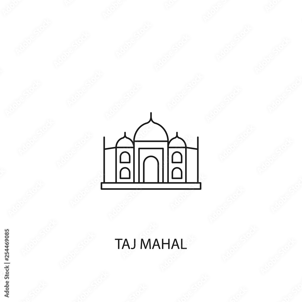 Taj Mahal vector icon, outline style, editable stroke