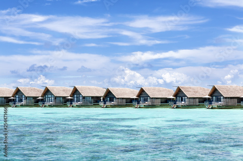 Luxury hotel's rooms at the water, Maldives islands