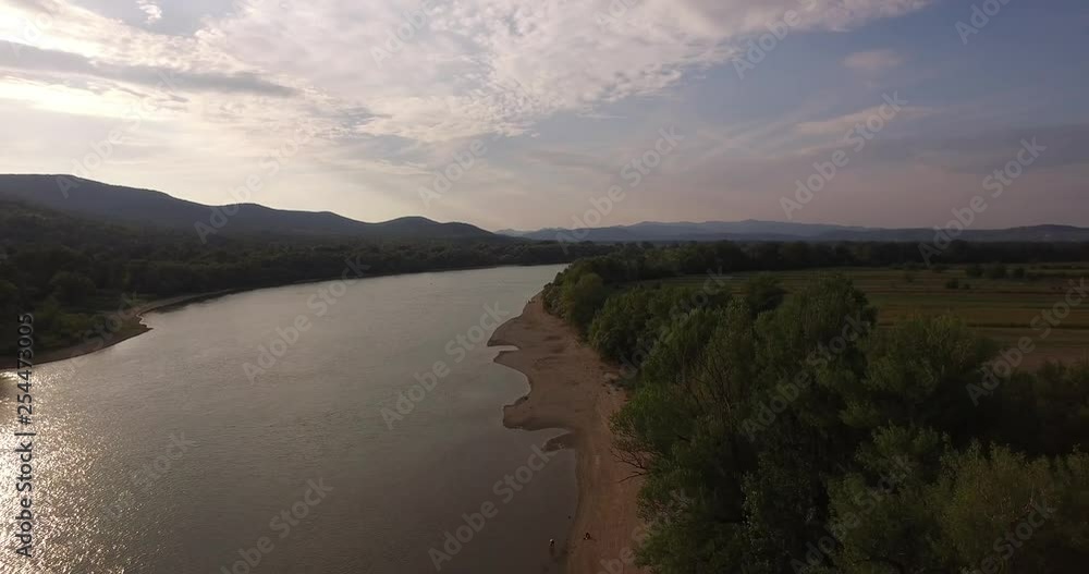 Aerial Shot over Danube River Aerial Shot over Danube River