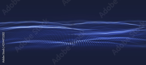 3D Data technology background. Music abstract illustration. Equalizer for music, showing sound waves. Vector design