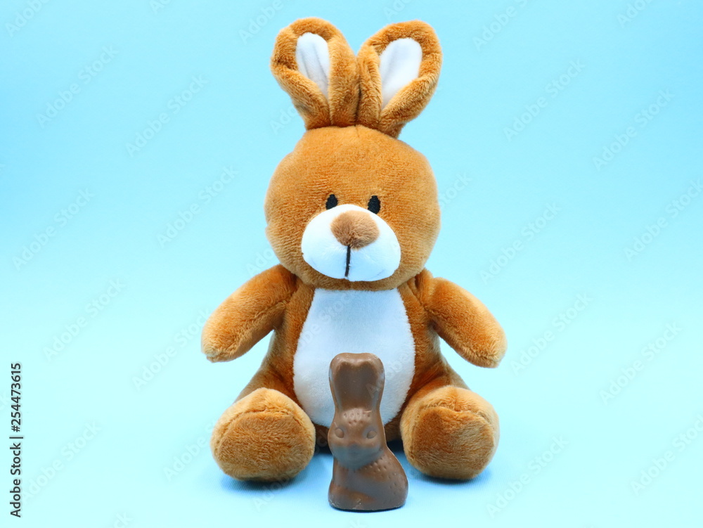 Fototapeta premium Funny Easter Composition with Teddy Bunny