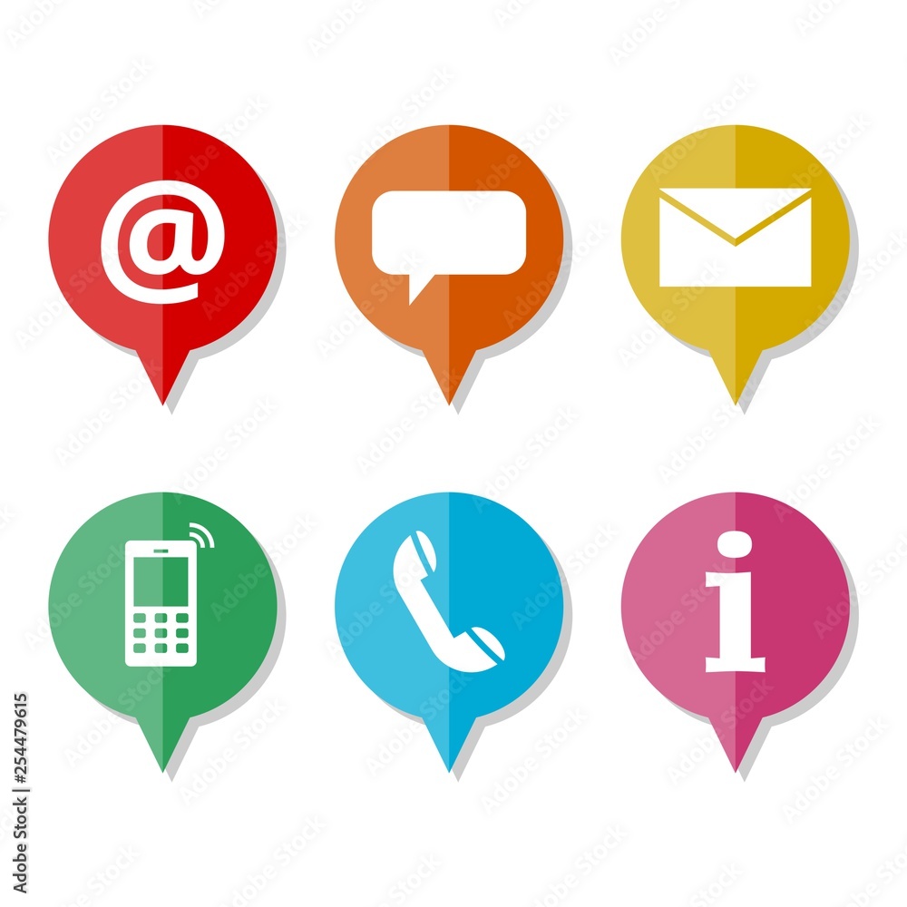 Six contact us icons set Six contact us icons set