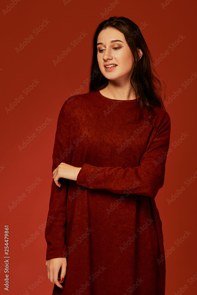 beautiful young brunette woman in nice summer boho dress, posing in a studio. Fashion spring summer photo beautiful young brunette woman in nice summer boho dress, posing in a studio. Fashion spring summer photo