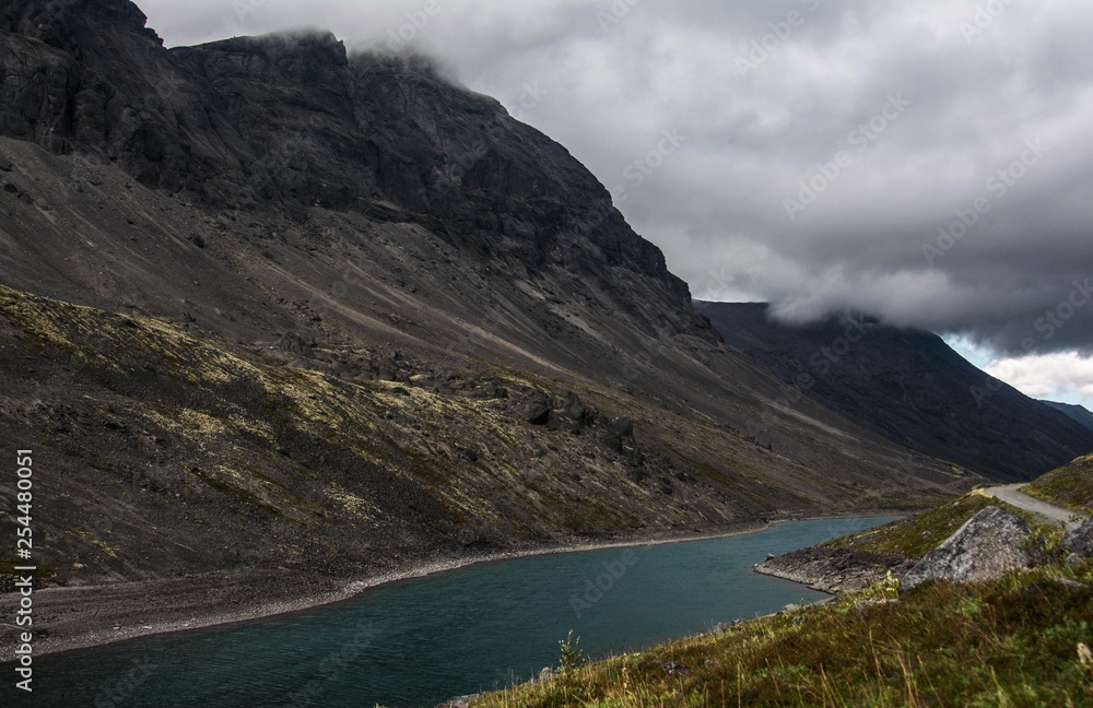 View of the mountain river and mountains View of the mountain river and mountains