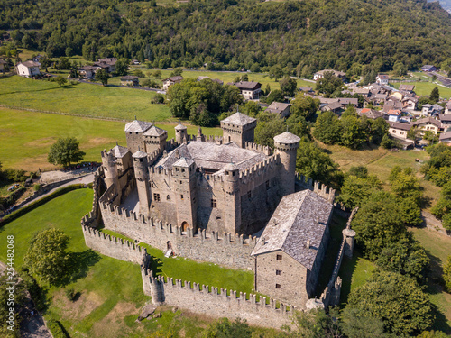 Vista Aerea del Castello di Fenis, Valle d'Aosta, Italia photo