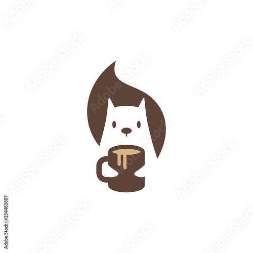 squirrel coffee mug logo vector icon mascot character illustration