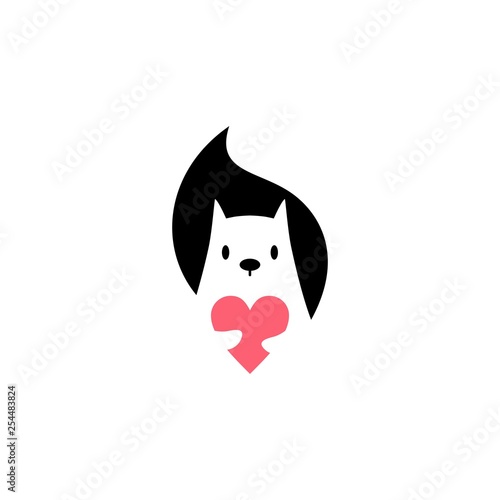 squirrel love logo vector icon mascot character illustration