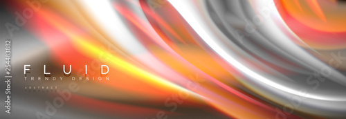 Fluid colors mixing glowing neon wave background, holographic texture