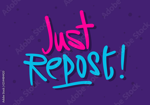 Repost Label Sign Logo Hand Drawn Brush Lettering Calligraphy Type  Design Vector Graphic