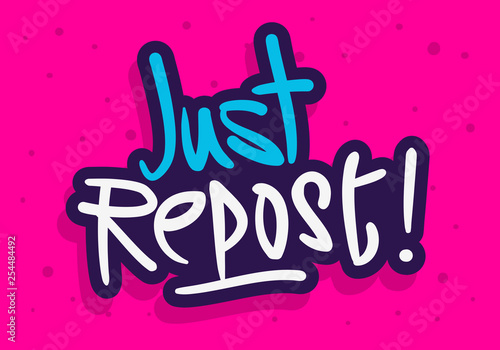 Repost Label Sign Logo Hand Drawn Brush Lettering Calligraphy Type  Design Vector Graphic