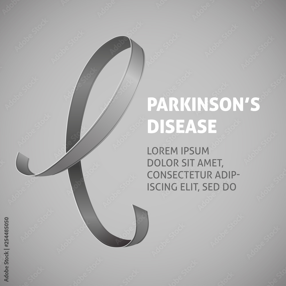 A Square Vector Image With A Gray Ribbon As A Symbol Of Parkinsons Disease Awareness A World 4866