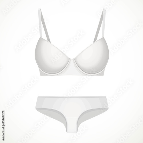 White bra and panties objects isolated on white background