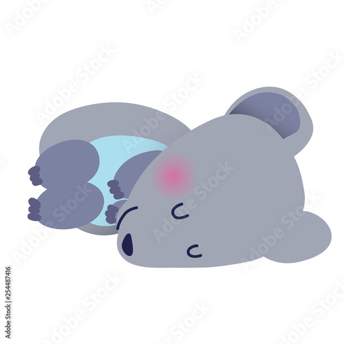 Grey cute little mouse is sleeping. smile in your sleep. Pleasant dream. Vector illustration.