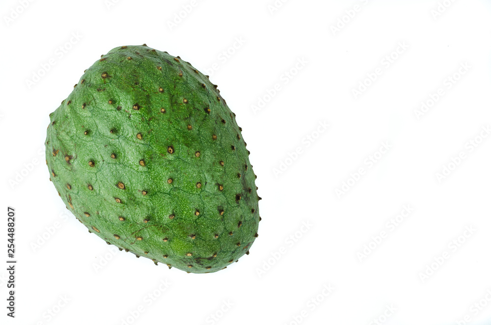 Soursop on white background. Space to copy. Soursop on white background. Space to copy.