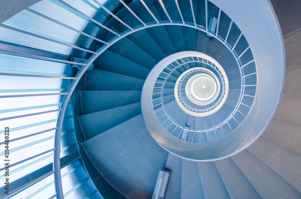 Blue spiral stairs 