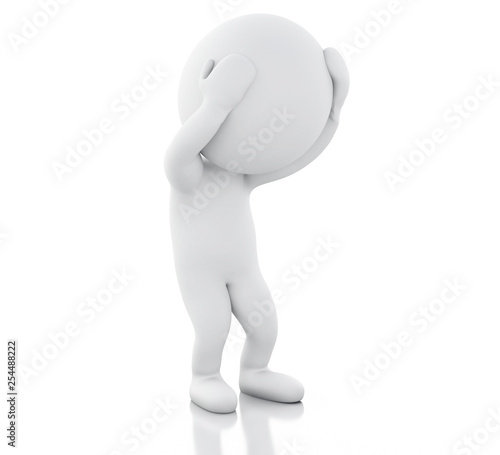 3d white people with headache.