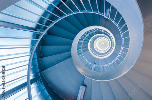 Fotografie, Obraz Blue spiral stairs