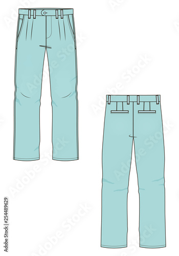 Vector illustration of mens jeans. Front and back