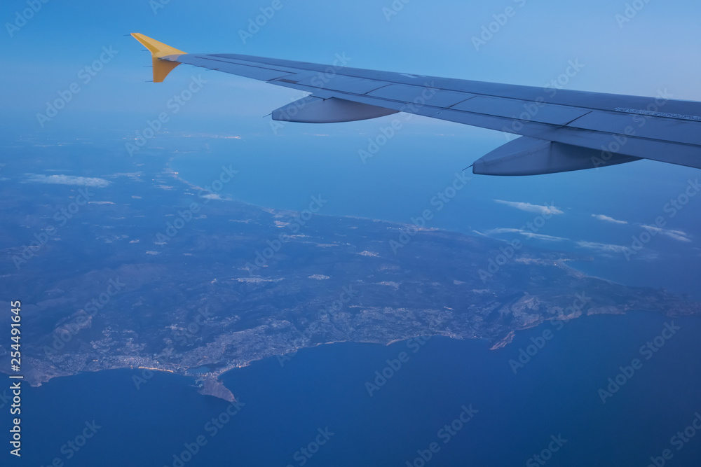 Naklejka premium Costa Blanca view from plane porthole