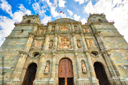 Landmark Oaxaca Cathedral (Cathedral of Our Lady of the Assumption) on the main Zocalo Square in historic city center photo