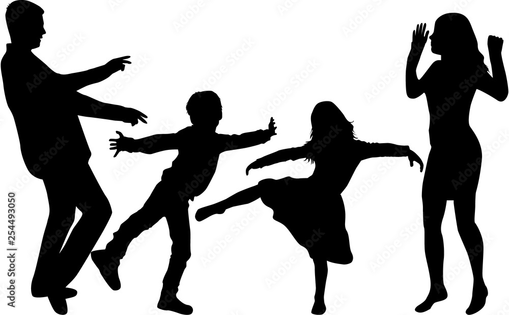 Fototapeta premium Happy family. Dancing silhouettes.