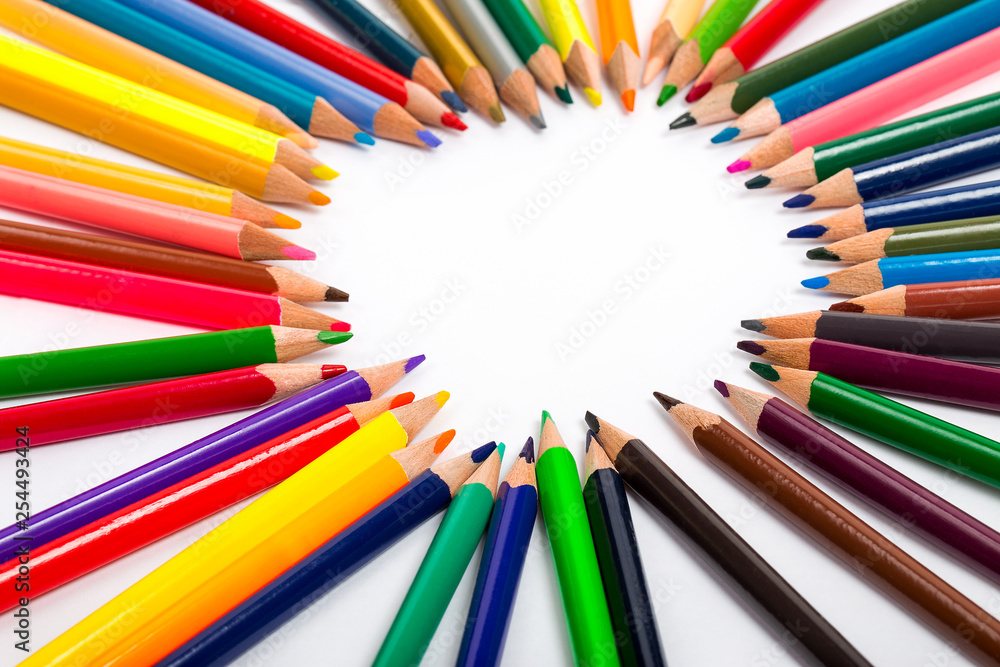 coloured pencils round frame
