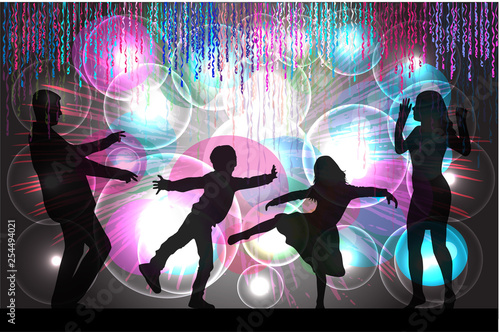 Family silhouettes . Abstract background.