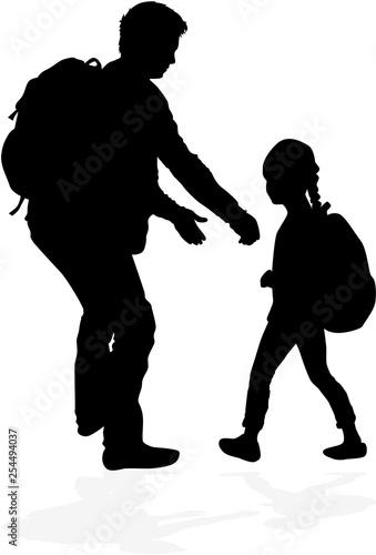 Silhouette father of the child.