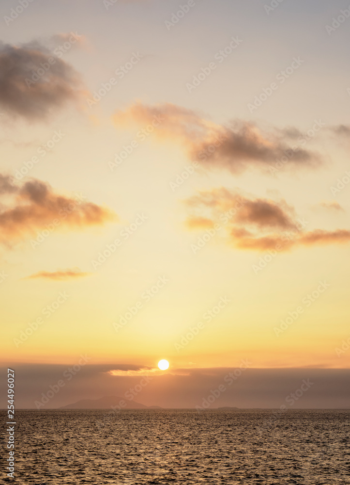 Sunset over Santiago or James Island, Galapagos, Ecuador