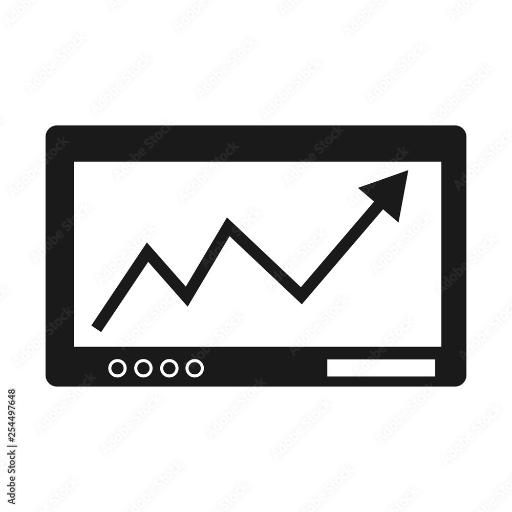 Tablet with a rising market, black and white tablet Tablet with a rising market, black and white tablet