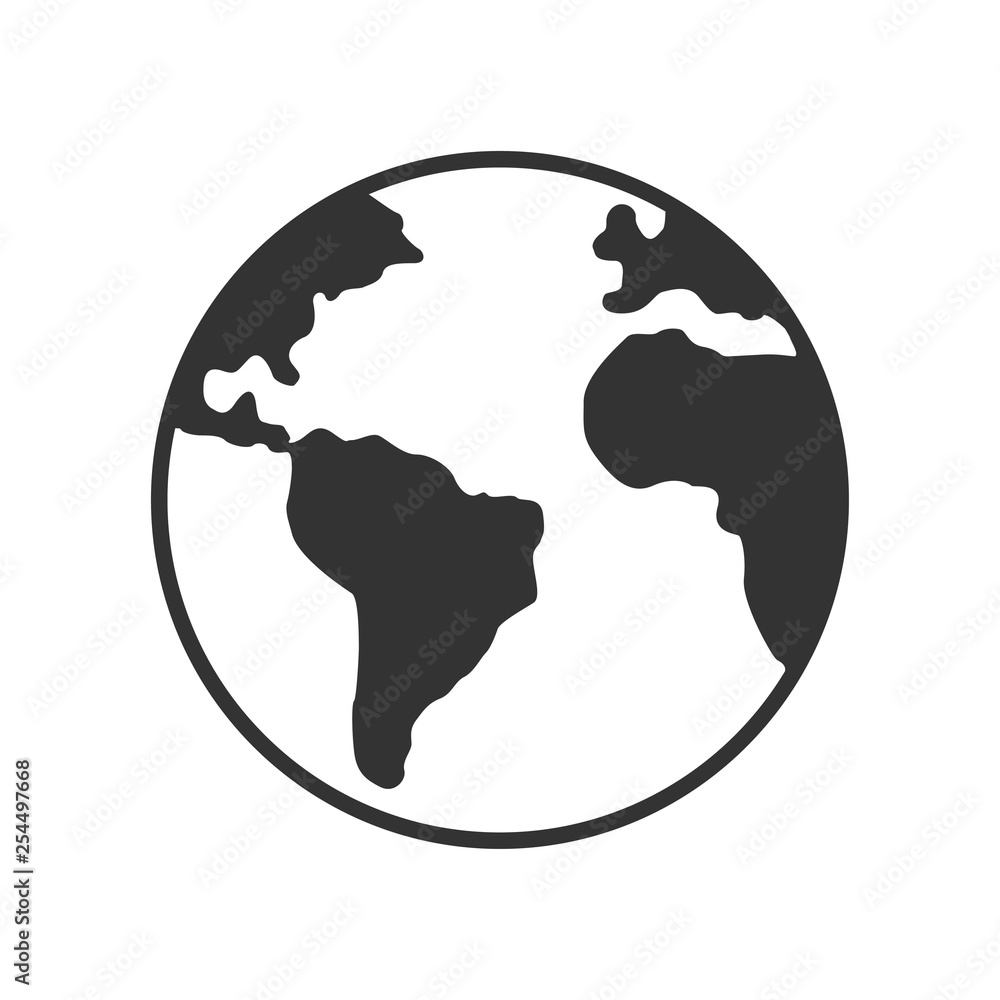 Round earth icon on white background Round earth icon on white background