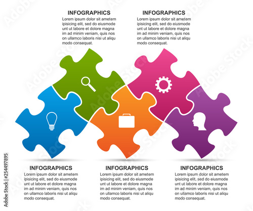 Infographics template with puzzle piece. Infographics for business presentations or information banner.