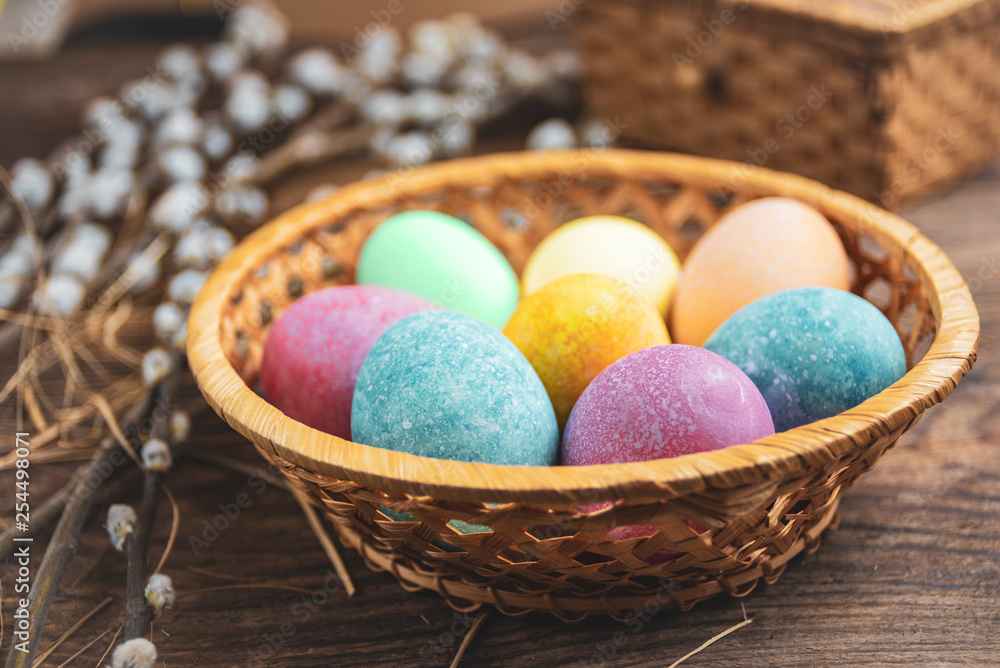 Easter eggs on rustic wooden background Easter eggs on rustic wooden background