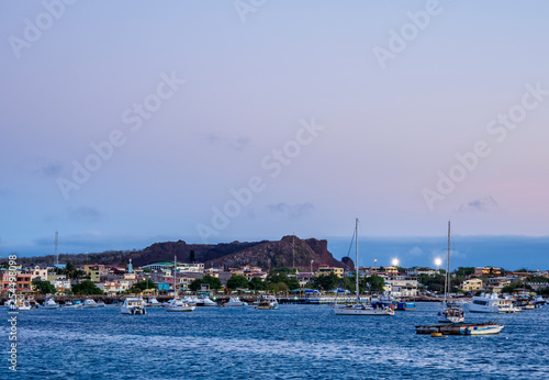 Puerto Baquerizo Moreno at twilight, San Cristobal or Chatham Island, Galapagos, Ecuador photo