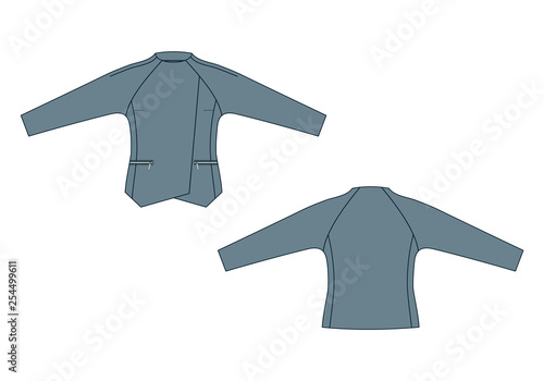 Fashion technical sketch of jacket in vector graphic