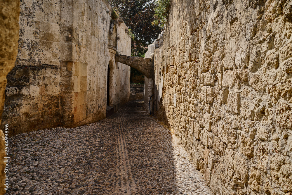 Street of the old part of the city of Rhodes Greece