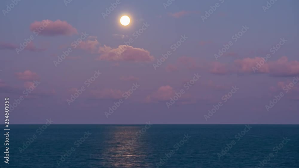 Full moon over sea at sunset. 4K time lapse Full moon over sea at sunset. 4K time lapse