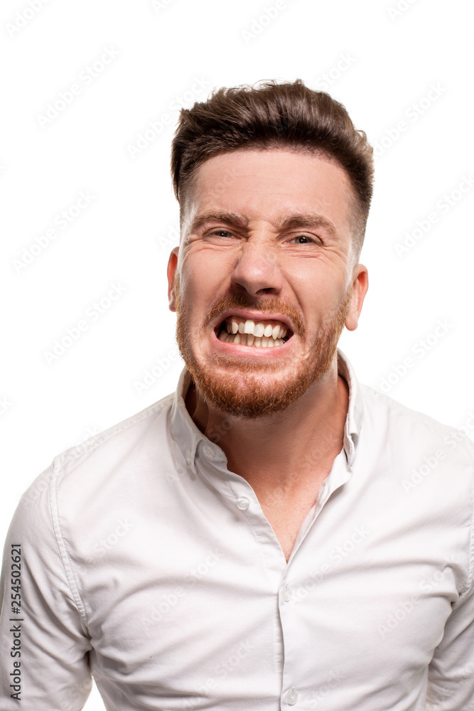 Studio photo of a good-looking man in a white shirt, isolated over a white background Studio photo of a good-looking man in a white shirt, isolated over a white background