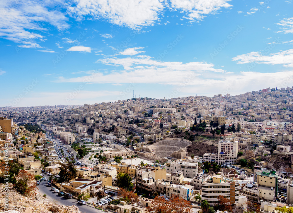 Cityscape seen from Citadel Hill, Amman, Amman Governorate, Jordan