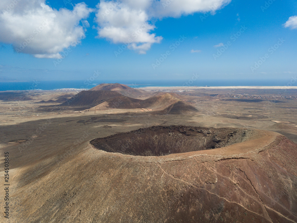 Aerial view of Volcan in Fuerteventura, Canary Islands, Spain