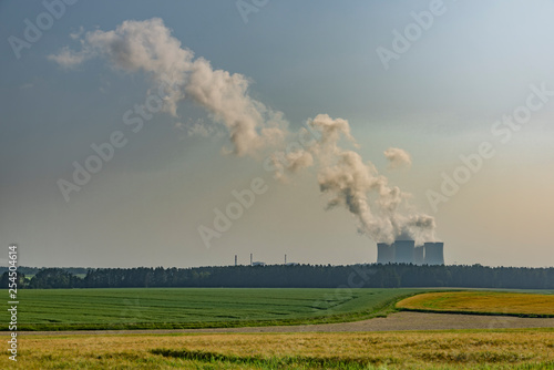 Nuclear powerplant near Temelin village in summer hot cloudy day
