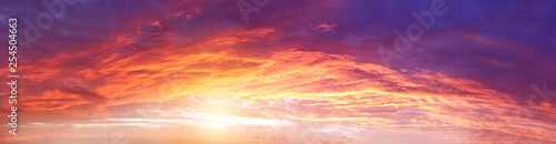 Sunny bright sunset or sunrise sky banner