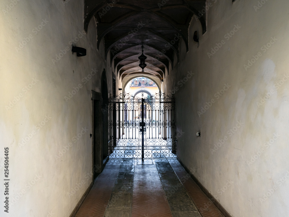 gateway to patio medieval house in Bergamo