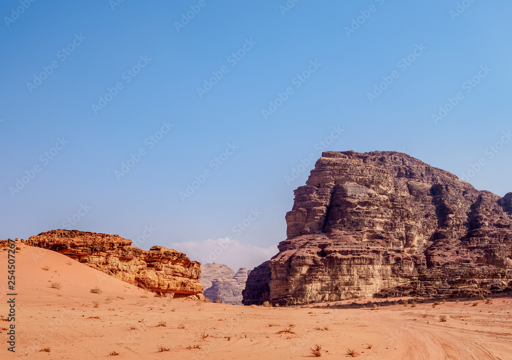 Landscape of Wadi Rum, Aqaba Governorate, Jordan Landscape of Wadi Rum, Aqaba Governorate, Jordan
